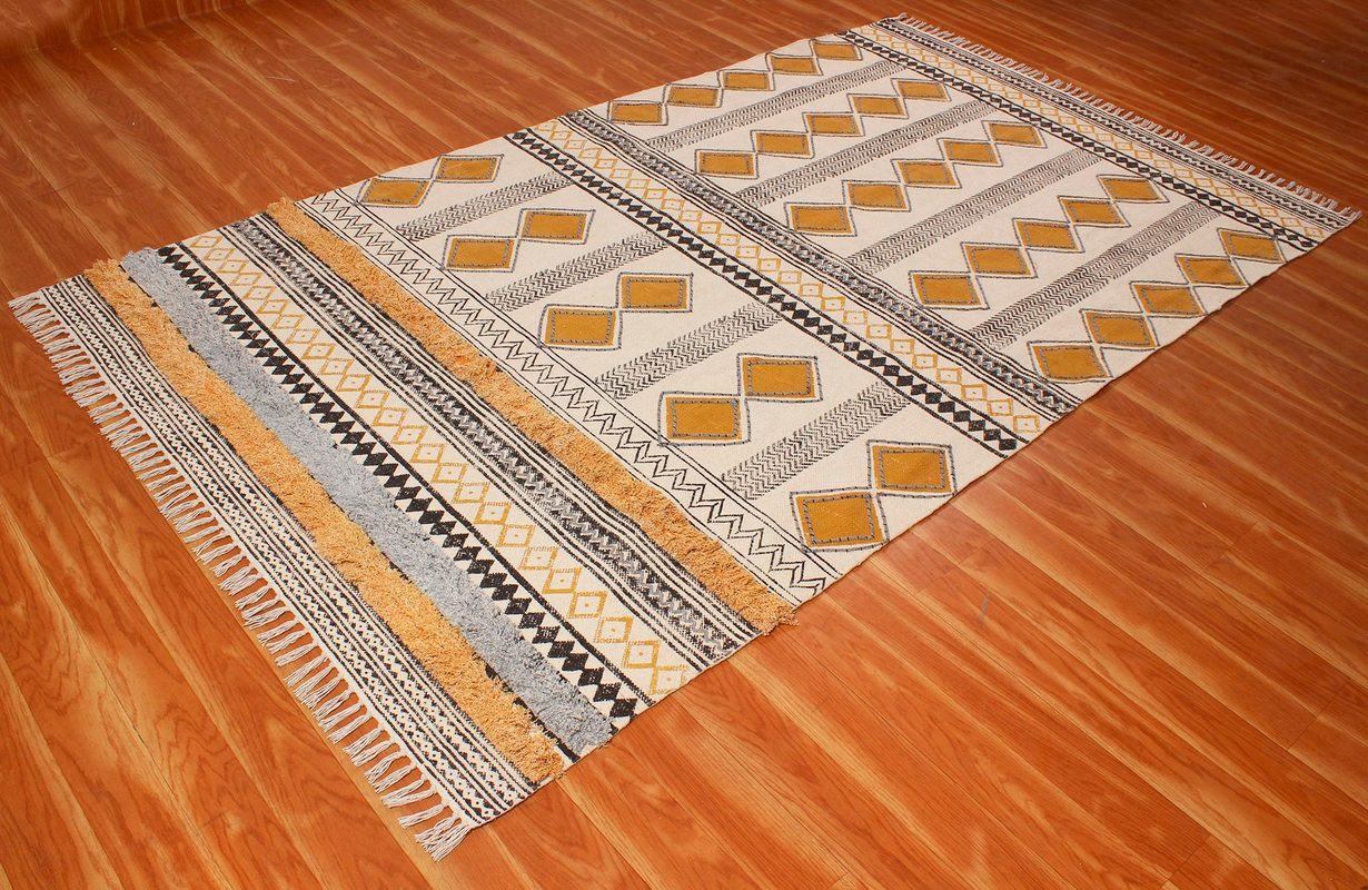 Home Decor Cotton Kilim Handmade Area Rug Kitchen Room Rugs Yoga Mat 